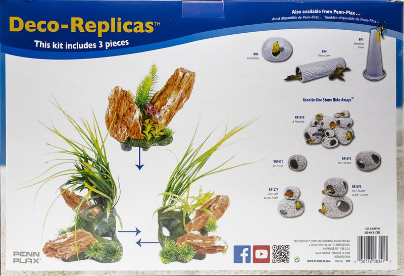Penn Plax Penn-Plax Presents Insta-Aquascape, Large Aquarium Ornament Collection â€“ The Under Water Oasis, A 3 Piece Set of Interlocking Plants and Rocks for a Fully Decorated Tank - Image 4